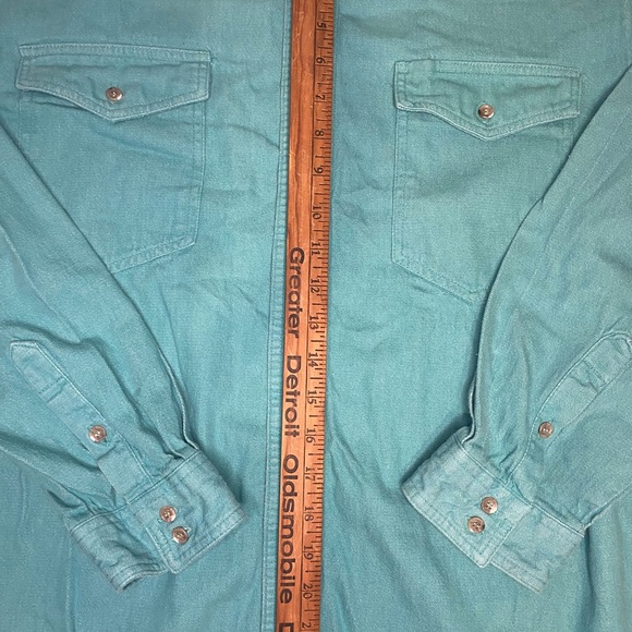 Vtg Wrangler Cowboy Cut Turquoise Single Needle Tailoring X-Long Tails 16.5-35 - Picture 4 of 7